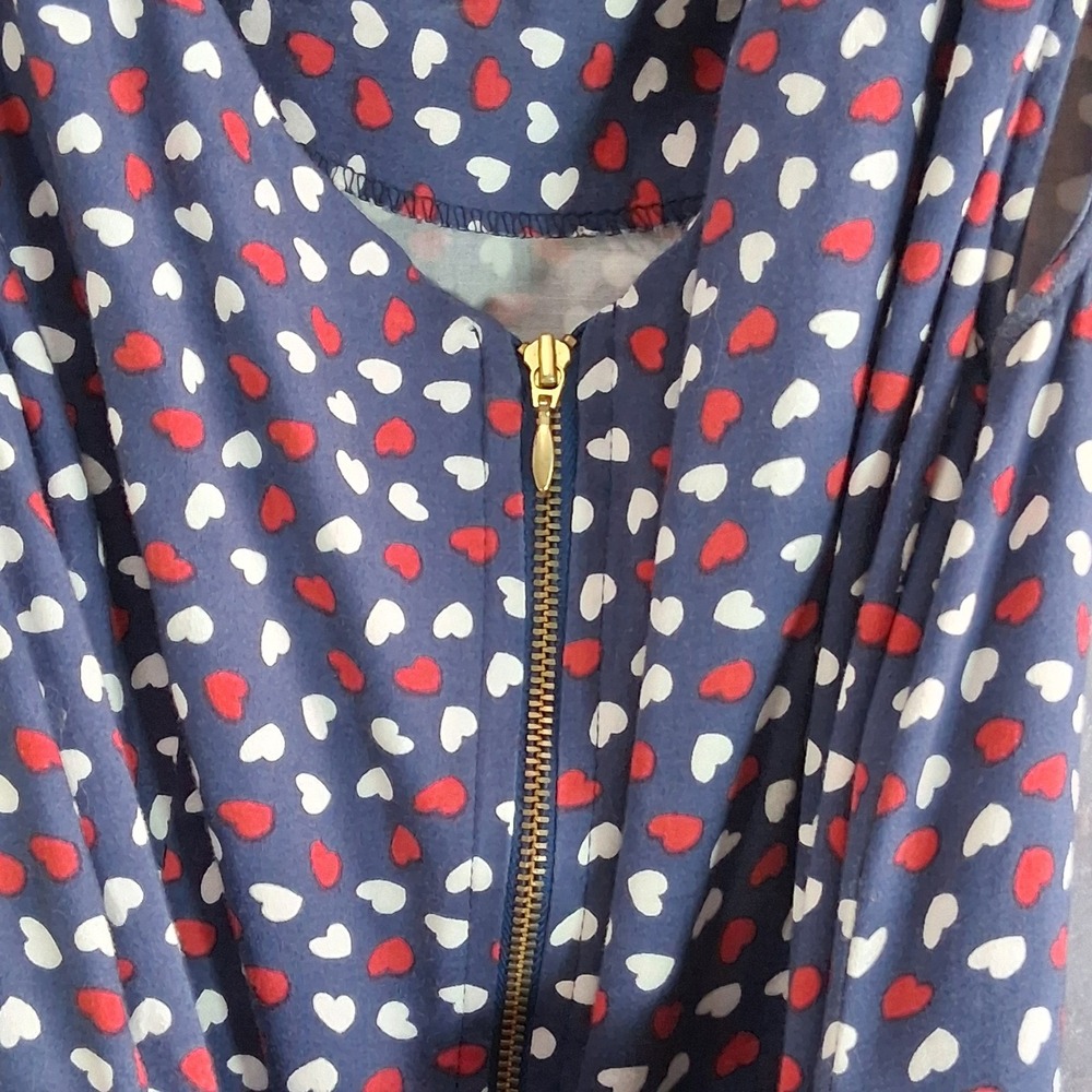 Closet London Mini Dress Navy Blue Red White Hearts Pattern Fit Flare Zipper 8 - Picture 5 of 9